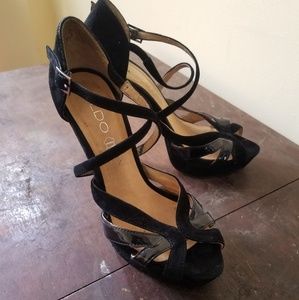 Black Strappy Open Toed Heels